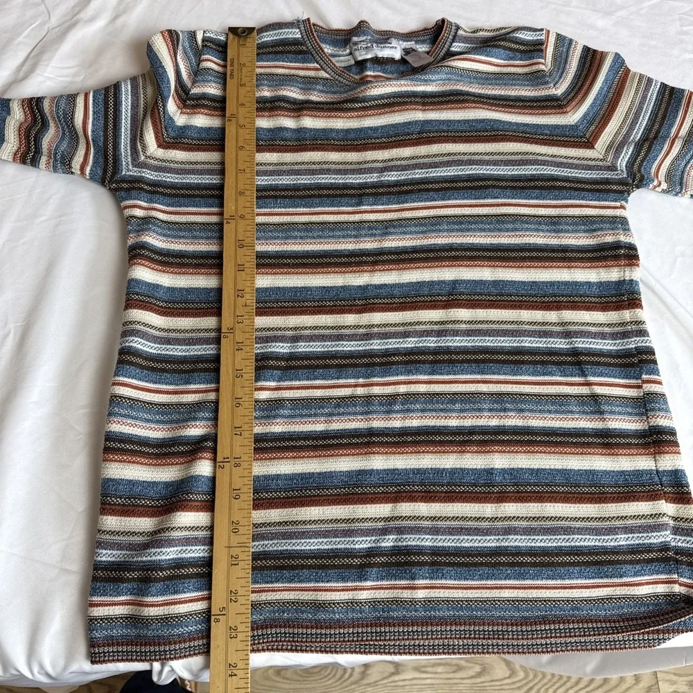 VTG Grandmacore Sweater Women‎ M Multicolor Stripe Knit Pullover Top Crewneck